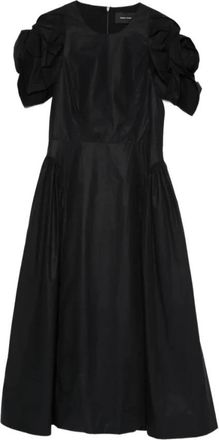 Simone Rocha Rose Puff Sleeve Hip Dress - Dames - Casual kleedjes - Zwart - S - Katoen - Kleedjes