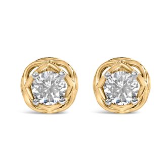 House of Brilliance 10K Yellow Gold Plated.925 Sterling Silver 1.0 Cttw Lab Grown Diamond Openwork Stud Earrings