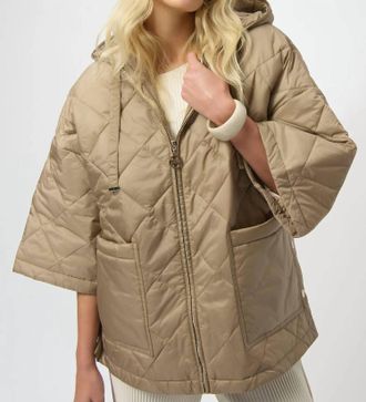 Joseph Ribkoff Diamond Quilt Hooded Jacket In Gold
