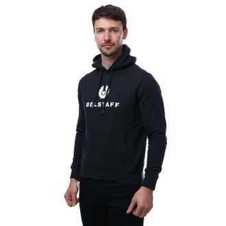 Belstaff Mens Signature Hoodie in Black - Navy - Size X-Small