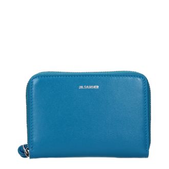 Jil Sander Damens Geldb&ouml;rsen Blau/Laguna-Leder