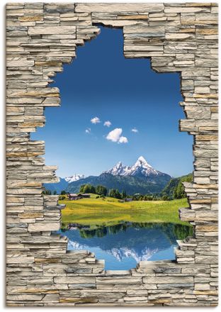 Artland Wandbild »Landschaft in den Alpen Blick Steinmauer« Berge & Alpenbilder 1 Stk. tlg. als Leinwandbild in verschied. Grössen