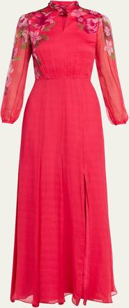 Saloni Jaclyn Printed Long-Sleeve Dress