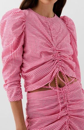 Scalpers Vichy Front Gather Shirt in Pinkcheck at Nordstrom, Size X-Small Eu