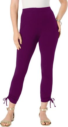 Roaman's Side Tie Ruched Capri in Dark Berry at Nordstrom, Size 20