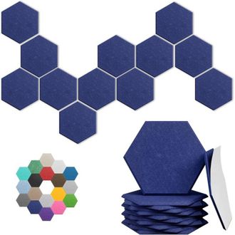 OEM Juego De 12 Paneles Ac&uacute;sticos Hexagonales, 30 X 26 X 1 Cm, Reducci&oacute;n De Ruido Mejorada, Dise&ntilde;o Diy Para Estudios Y Oficinas (azul Zafiro)
