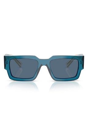 Prada 55mm Rectangular Sunglasses in Blue /Dark Blue at Nordstrom