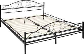 TecTake Cama doble estructura de acero negro 200 x 180 cm