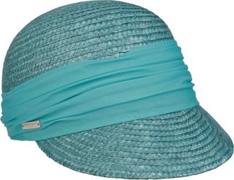 Seeberger Grace Straw Cap Women - Summer Women&acute;s with Peak Spring-Summer - One Size Blue