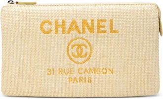 Chanel Clutch Deauville O Case media in rafia 2016-2017 - Giallo