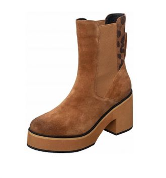Antelope Womens Chelsea Boots Platform Block Heel In Beige
