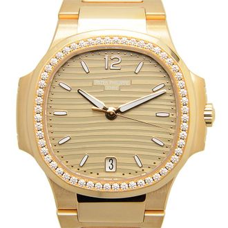 Patek Philippe Pre-owned Patek Philippe Nautilus Diamond Golden brown opaline Dial Ladies Watch 7118-1200R-010