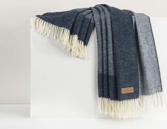 Lands Downunder Border Herringbone Throw in Navy at Nordstrom