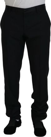 Dolce & Gabbana Black Dress Wool Silk Trouser Mens Pants