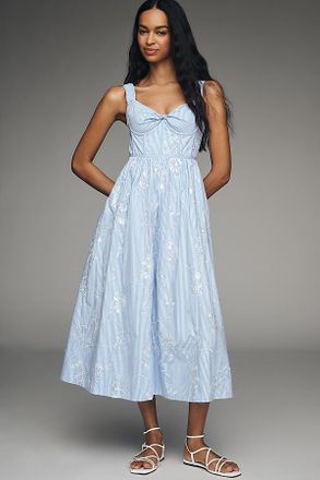 Hunter Bell Gracie Embroidered Bustier Midi Dress