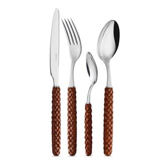 Neva Juego 24 cubiertos acero inoxidable con mango efecto cuero