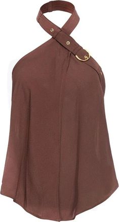 Pinko Silk Halter Neck Top - Dames - Tops zonder mouwen - Bruin - M - Tops