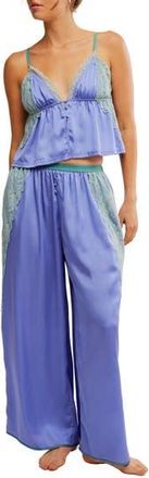 Free People Anywhere With You Satin Camisole Pajamas in Viola Combo at Nordstrom Rack, Size X-Small