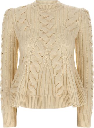 Alexander McQueen Womens Peplum Cable Sweater