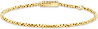 Crislu Layer Up Rounded Box Chain Bracelet in 18Kt Yellow Gold /Clear Stone at Nordstrom, Size 7.5