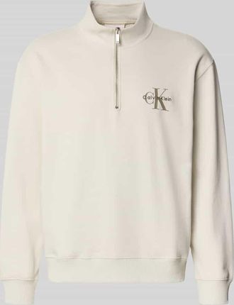 Calvin Klein Jeans Sweatshirt mit Stehkragen in Offwhite, Größe XXL