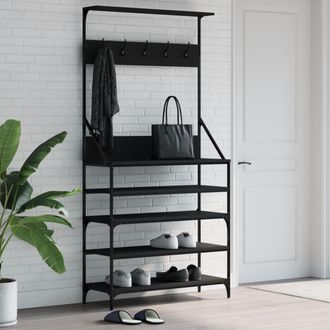 vidaXL Perchero Con Zapatero Negro 90x34x184 Cm Vidaxl Negro