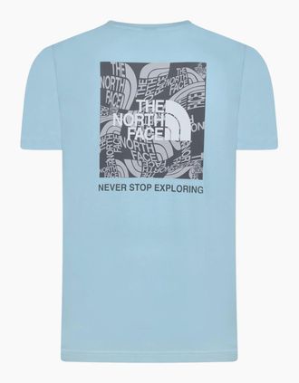 The North Face Mens The North Face Mens T Shirts Box Exploration Crew Neck Graphic Print Summer Tee - Blue - Size: 40