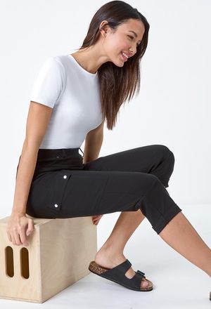 Roman Turn Up Stretch Cropped Cargo Trousers