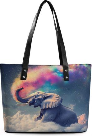 Generic Colorful Star Gray Elephant Tote Bags for Women Cute Shoulder Purses Handbags