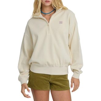 Billabong Classic Feels Half-Zip Cotton Fleece Sweatshirt in White Cap at Nordstrom, Size X-Small