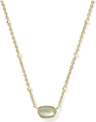 Kendra Scott Mini Elisa Satellite Short Pendant Womens Necklace Womens Necklace Gold Light Blue Illusion, Brass/Crystal/Gold-Plated