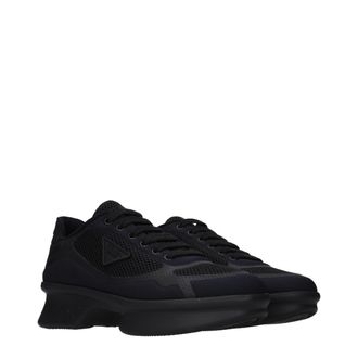 Prada Logo-Detailed Fabric Sneaker - Black