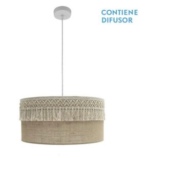 Fabrilamp Lampara Colgante Con Pantalla De Tela Rustica Ekaterina