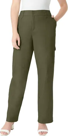 Roaman's Petite Plus Size Convertible Cargo Pants in Dark Olive Green at Nordstrom, Size 30Short