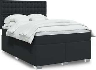 vidaXL Vidaxl - Cama Box Spring Con Colch&oacute;n Cuero Sint&eacute;tico Negro 140x200cm