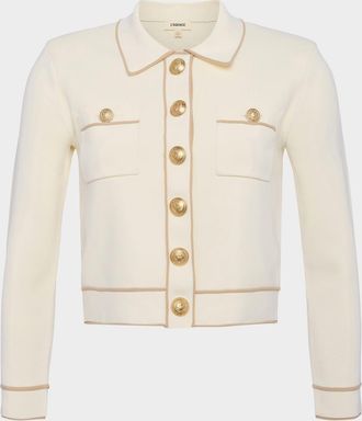 L'agence Neo Contrast-Trim Cropped Cardigan