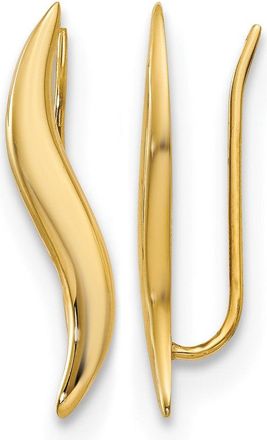 Diamond2Deal 14K Yellow Gold Round Ear Climber Earrings