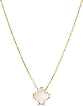Italian Gold, Inc 14K Yellow Gold Small Single Clover Necklace - Mother of Pearl