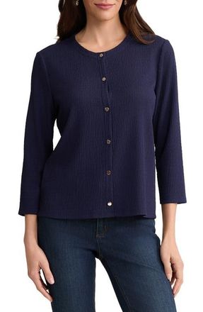 Jones New York Three Quarter Sleeve Cardigan in Pacific Navy at Nordstrom, Size X-Large