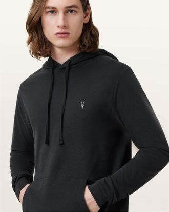 AllSaints Brace Pullover Brushed Cotton Ramskull Hoodie