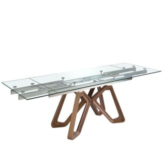 Angel Cerd&aacute; Mesa comedor extensible rectangular cristal templado y nogal
