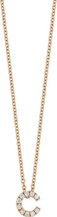 Bony Levy Diamond Pavé Initial Pendant Necklace in 18K Rose Gold - C at Nordstrom, Size 18 In