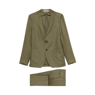 Tagliatore Single Breasted Suits, male, Green, Size: M Linen Suit