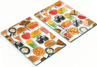 OEM Set Di Due Taglieri Decorativi In Vetro Per Fast Food, 2x40x52 Cm
