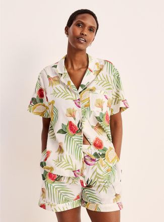 Miiyu Womens Tropical expression flowy piped pyjama set