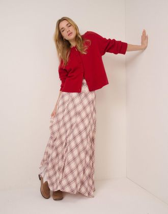 Nobody's Child Pink Check Midi Skirt