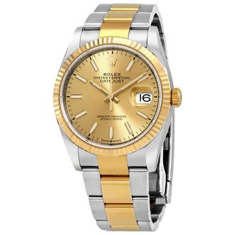Rolex Datejust 36 Champagne Dial Mens Stainless Steel and 18kt Yellow Gold Oyster Watch 126233CSO