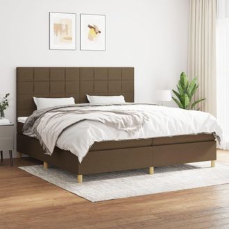 vidaXL Vidaxl - Cama Box Spring Con Colch&oacute;n Tela Marr&oacute;n Oscuro 200x200 Cm