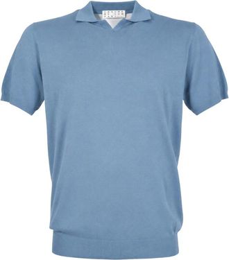 Cashmere Company Polo C26S18 - Heren - Polos - Blauw - L - Katoen - Tops