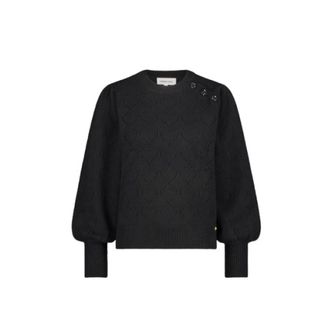 Fab By Fabienne Chapot Hart Gebreide Trui Diana Stijl - Dames - Ronde hals truien - Zwart - XL - Katoen - Truien & Vesten